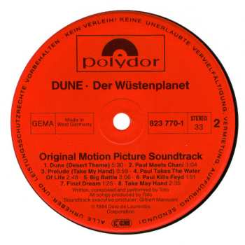 LP Various: Dune · Der Wüstenplanet (Original Soundtrack Recording)