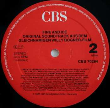 LP Various: Feuer Und Eis = Fire And Ice (Original-Soundtrack Aus Dem Gleichnamigen Willy Bogner-Film)