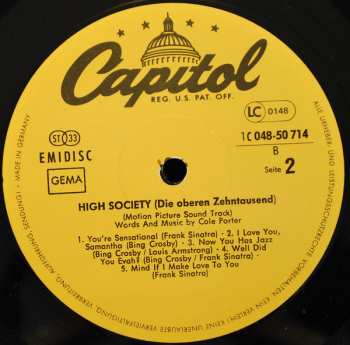 LP Various: High Society (Die Oberen Zehntausend) (Motion Picture Soundtrack)