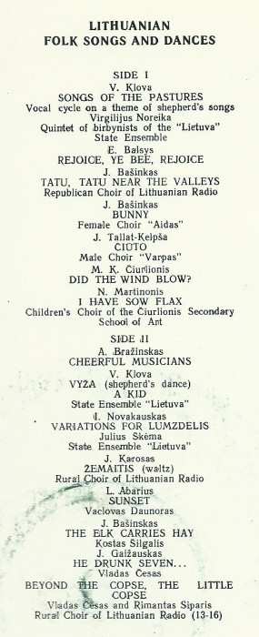 LP Various: Lietuvių Liaudies Dainos Ir Šokiai