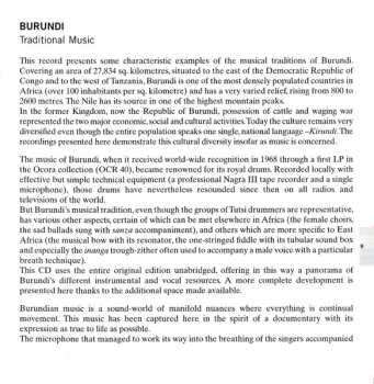 CD Various: Burundi Musiques Traditionnelles = Burundi Traditional Music