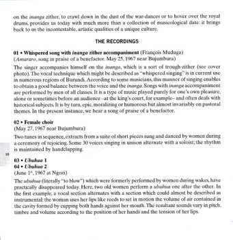 CD Various: Burundi Musiques Traditionnelles = Burundi Traditional Music