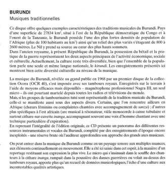 CD Various: Burundi Musiques Traditionnelles = Burundi Traditional Music