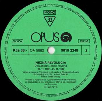 2LP Various: Nežná Revolúcia / Dokumenty, Ktoré Hovoria