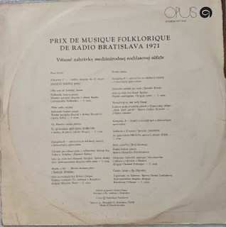 LP Various: Prix De Musique Folklorique De Radio Bratislava '71