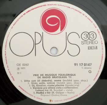 LP Various: Prix De Musique Folklorique De Radio Bratislava '71