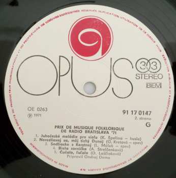 LP Various: Prix De Musique Folklorique De Radio Bratislava '71
