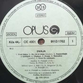 LP Vašo Patejdl: Dvaja (Hudba A Piesne Z Filmu Fontána Pre Zuzanu)