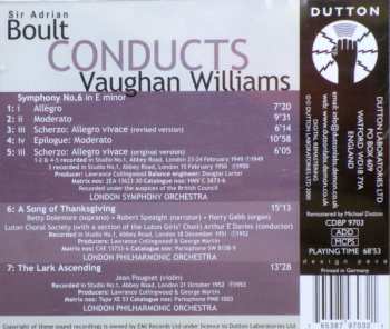 CD The London Symphony Orchestra: Boult Conducts Vaughan Williams: Symphony No. 6  / A Song Of Thanksgiving / The Lark Ascending