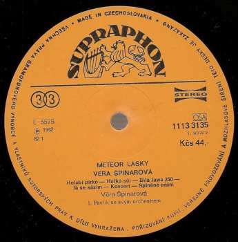 LP Věra Špinarová: Meteor Lásky