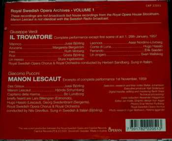 2CD Giacomo Puccini: Verdi: Il Trovatore 1957 / Puccini: Manon Lescaut Excerpts 1959