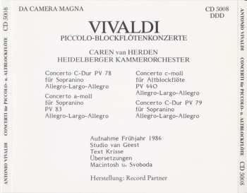 CD Antonio Vivaldi: Piccolo-Blockflötenkonzerte - Concerti Für Piccolo - U. Altblockflöte