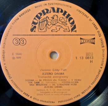 LP Vladimír Eddy Fořt: Jezero Dřímá (Trampské Písně V. E. Fořta)