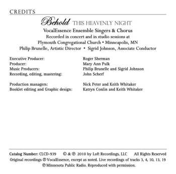 CD VocalEssence Ensemble Singers: Behold This Heavenly Night
