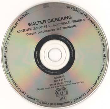 4CD/Zestaw pudełkowy Walter Gieseking: Konzertmitschnitte U. Rundfunkaufnahmen / Public Performances And Broadcasts (From The Collection Of Deutsches Rundfunkarchiv)