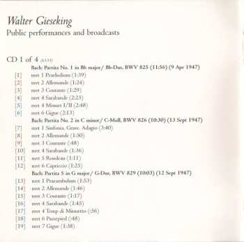 4CD/Zestaw pudełkowy Walter Gieseking: Konzertmitschnitte U. Rundfunkaufnahmen / Public Performances And Broadcasts (From The Collection Of Deutsches Rundfunkarchiv)