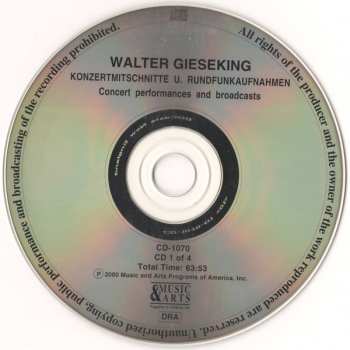 4CD/Zestaw pudełkowy Walter Gieseking: Konzertmitschnitte U. Rundfunkaufnahmen / Public Performances And Broadcasts (From The Collection Of Deutsches Rundfunkarchiv)