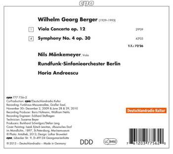CD Rundfunk-Sinfonieorchester Berlin: Viola Concerto • Symphony 4