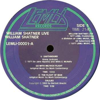 2LP William Shatner: William Shatner Live CLR