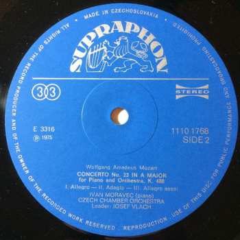 LP Ivan Moravec: Piano Concertos (No. 14 In E Flat Major / No. 23 In A Major)