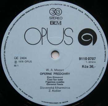 LP Wolfgang Amadeus Mozart: Opera Overtures