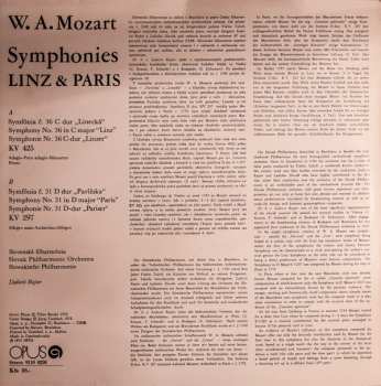 LP Wolfgang Amadeus Mozart: Symphonies Linz & Paris