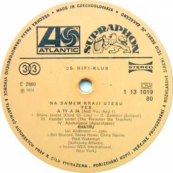 LP Yes: Na Samém Kraji Útesu