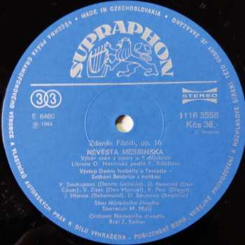 LP Orchestr Národního Divadla: Nevěsta Messinská . The Bride of Messina